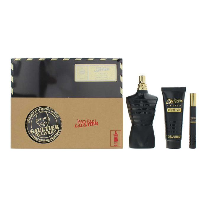 Jean Paul Gaultier Le Male Le Parfum 3 Piece Gift Set: Eau de Parfum 125ml - Eau de Parfum 10ml - Shower Gel 100ml