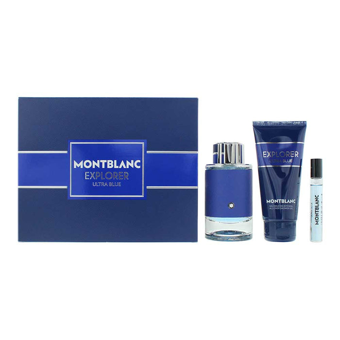 Montblanc Explorer Ultra Blue 3 Piece Gift Set: Eau de Parfum 100ml - Eau de Parfum 7.5ml - Shower Gel 100ml
