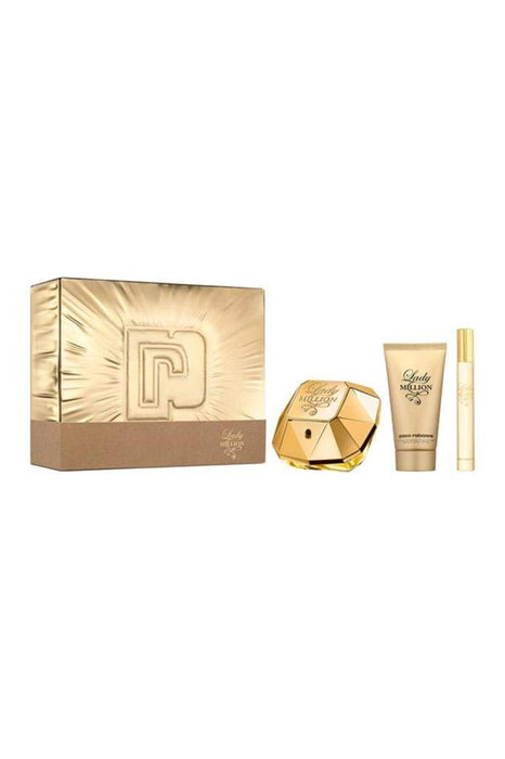 Paco Rabanne Lady Million 3 Piece Gift Set: Eau de Parfum 80ml - Eau de Parfum 10ml - Body Lotion 100ml