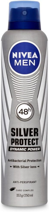 NIVEA MEN Anti-Perspirant Deodorant Spray, Silver Protect, 48 Hours Deo (250 ml)