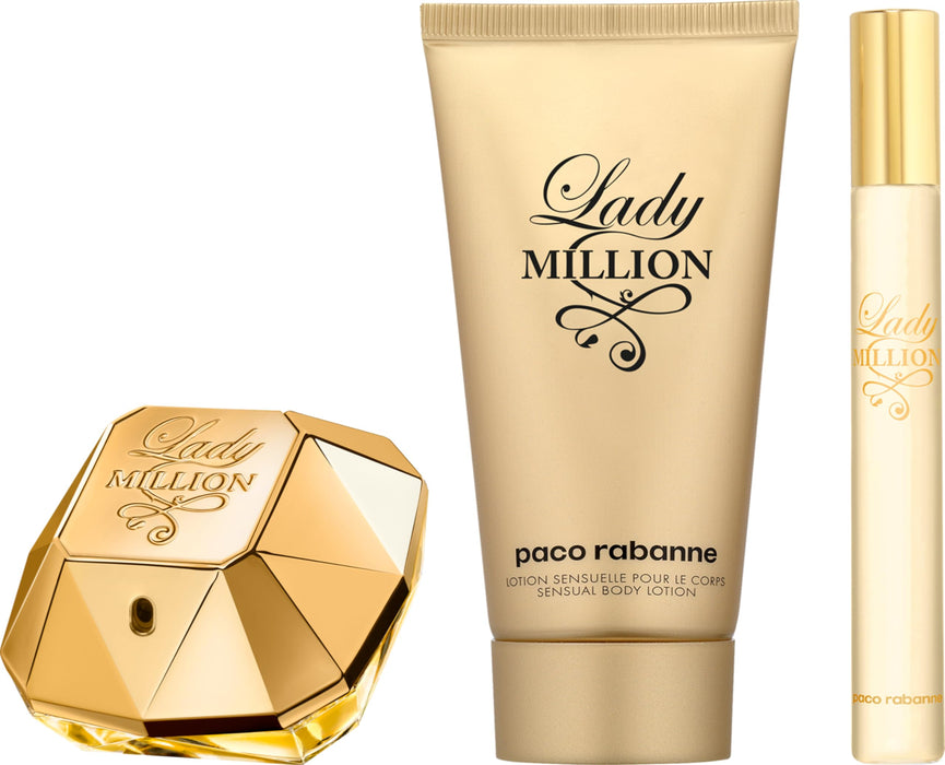 Paco Rabanne Lady Million 50ml EDP + 75ml Body Lotion +10ml EDP Mini