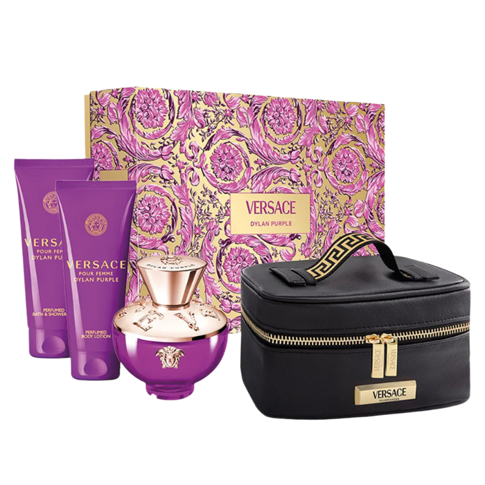 Versace Pour Femme Dylan Purple Gift Set 100ml EDP + 100ml Shower Gel + 100ml Body Lotion + Bag