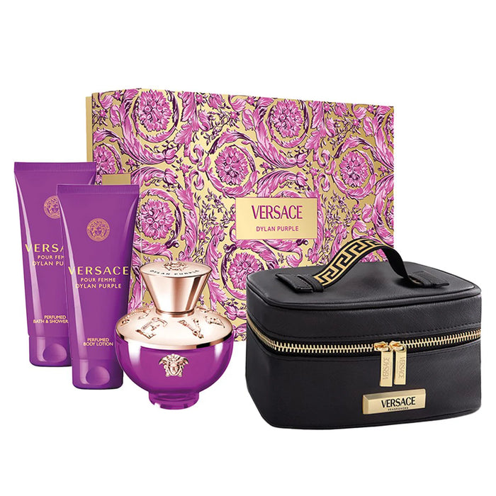 Versace Pour Femme Dylan Purple Gift Set 100ml EDP + 100ml Shower Gel + 100ml Body Lotion + Bag