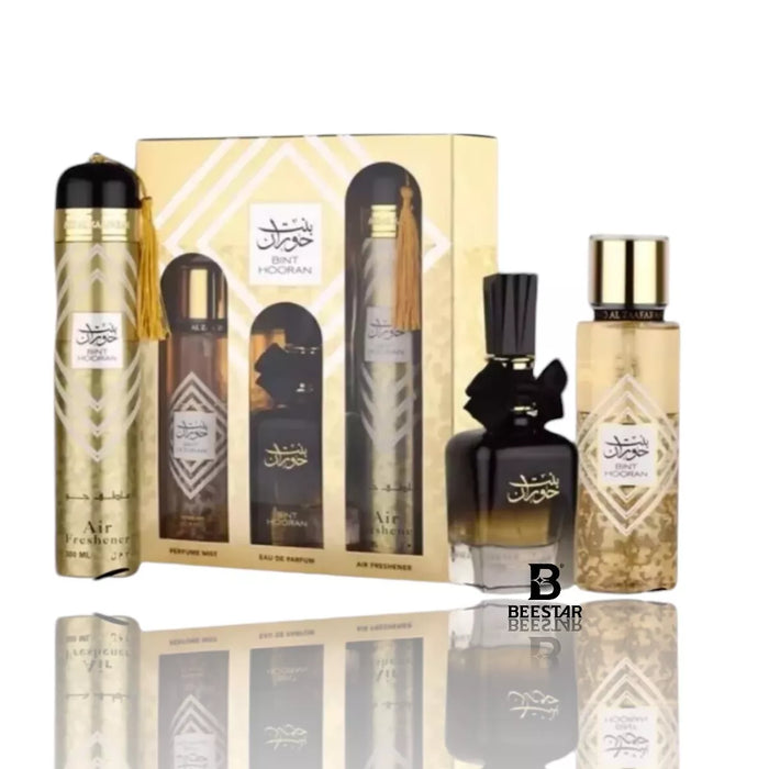 Ard Al Zaafaran Bint Hooran 3 Piece Gift Set: Eau De Parfum 100ml - Perfume Mist 250ml - Air Freshener 300ml