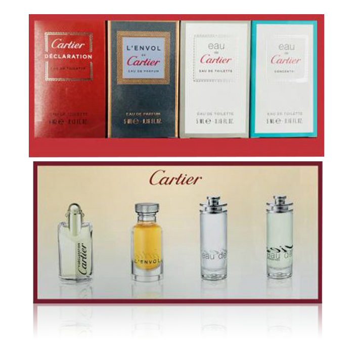 Cartier Miniatures For Men Gift Set 5ml L'Envol de EDP + 5ml Eau De EDT + 4ml Declaration EDT + 4ml Declaration EDP - Fragrance at MyPerfumeShop by Cartier