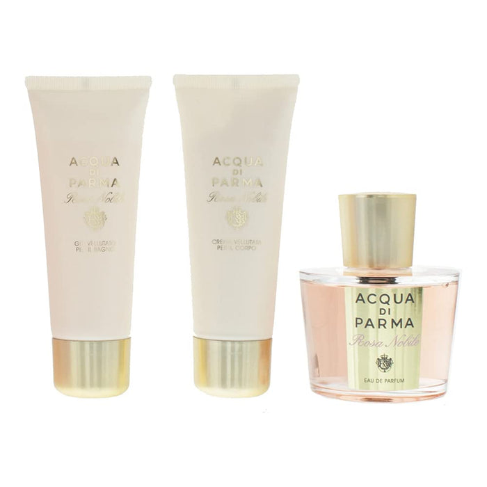 Acqua Di Parma Rosa Nobile 3 Piece Eau De Parfum 100ML Body Cream 75ML Bath Gel 75ML - Gift Set at MyPerfumeShop by Acqua Di Parma