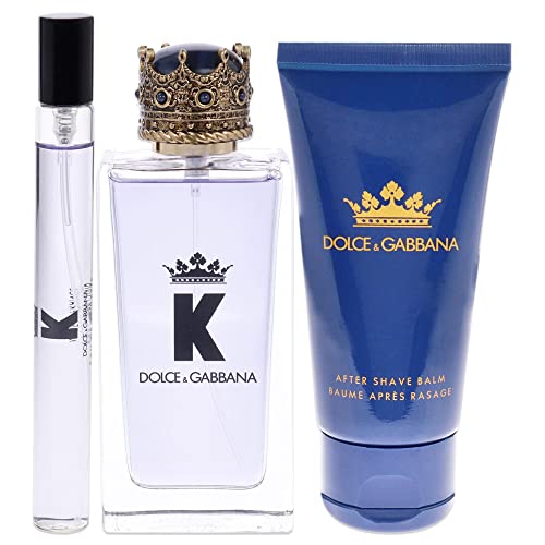 Dolce & Gabbana K For Men 3 Pc Gift Set 3.3oz EDT Spray 1.6oz After Shave Balm 0.33oz EDT Spray - Sets at MyPerfumeShop by Dolce & Gabbana