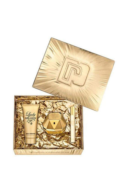 Paco Rabanne Lady Million 3 Piece Gift Set: Eau de Parfum 80ml - Eau de Parfum 10ml - Body Lotion 100ml