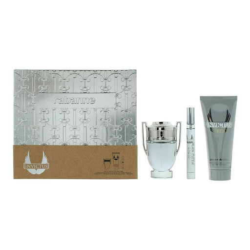 Paco Rabanne Invictus 3 Piece Gift Set: Eau de Toilette 50ml - Shower Gel 100ml - Gift Set at MyPerfumeShop by Paco Rabanne