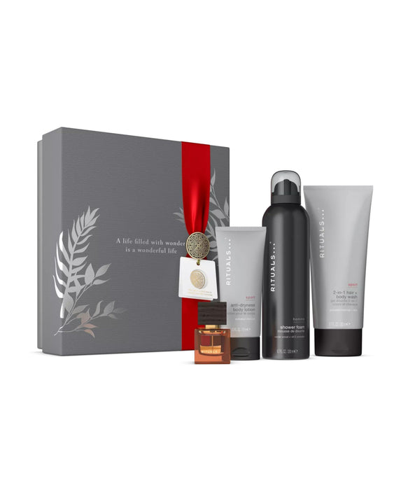 Rituals Homme Gift Set 200ml Shower Foam + 200ml Shampoo & Body Wash + 70ml Body Lotion + 15ml L?Essentiel EDP