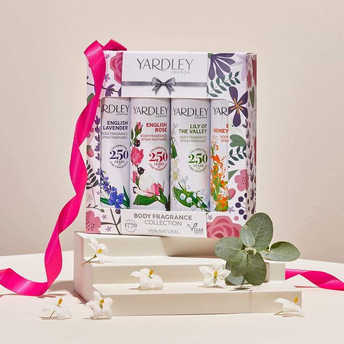 Yardley Traditional Florals Body Spray Gift Set 4 x 75ml - English Lavender + English Rose + Lily Of The Valley + English Honeysuckle - Body Spray at MyPerfumeShop by Yardley London