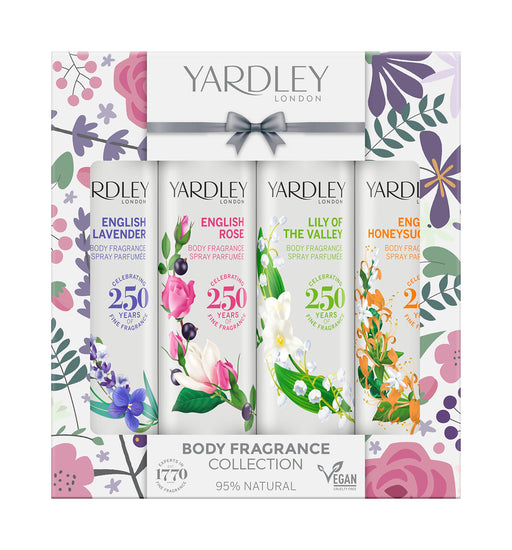 Yardley Traditional Florals Body Spray Gift Set 4 x 75ml - English Lavender + English Rose + Lily Of The Valley + English Honeysuckle - Body Spray at MyPerfumeShop by Yardley London