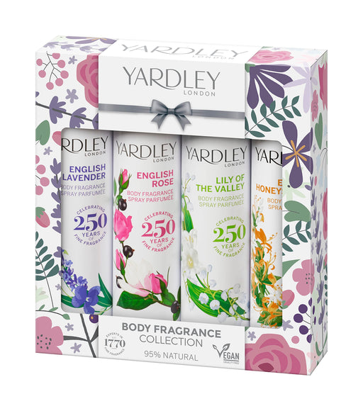 Yardley Traditional Florals Body Spray Gift Set 4 x 75ml - English Lavender + English Rose + Lily Of The Valley + English Honeysuckle - Body Spray at MyPerfumeShop by Yardley London