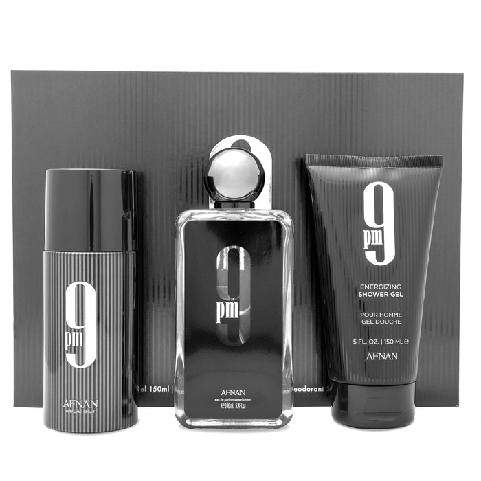 Afnan Perfumes 9PM Gift Set 100ml EDP + 150ml Shower Gel + 150ml Deodorant Spray