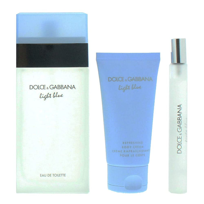 Dolce & Gabbana Light Blue Gift Set 100ml EDT + 50ml Body Cream + 10ml EDT