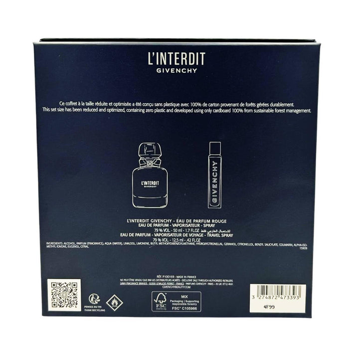 Givenchy L'Interdit Eau de Parfum Rouge Gift Set: 50ml EDP + 10ml EDP Travel Spray