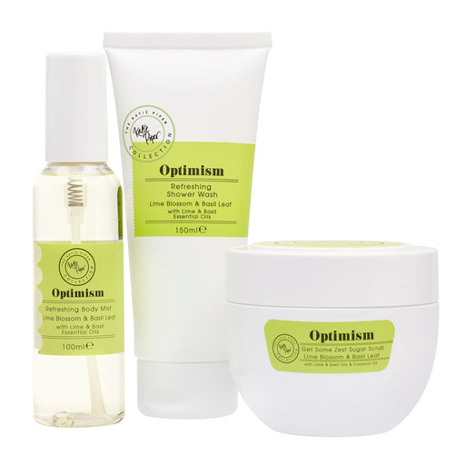 Katie Piper Optimism Gift Set 200ml Zest Sugar Scrub + 150ml Shower Wash + 100ml Body Mist