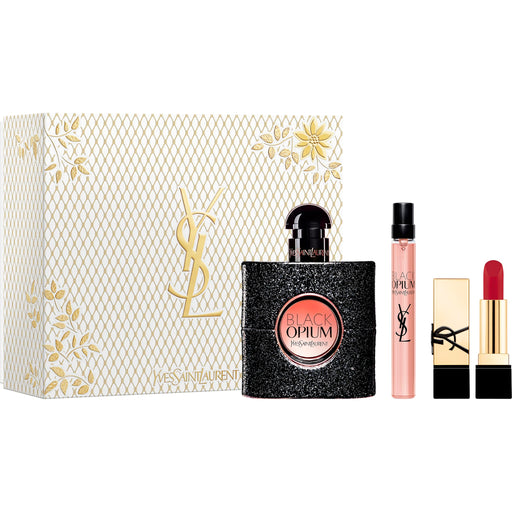 Yves Saint Laurent Black Opium 50ml EDP Spray+10ml EDP Spray+Lipstick Set