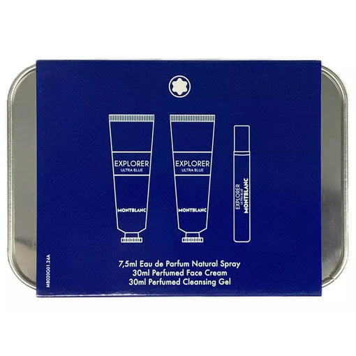 Mont Blanc Explorer Ultra Blue Gift Set 7.5ml EDP Spray + 30ml Face Cream + 30ml Cleansing Gel - Fragrance at MyPerfumeShop by Mont Blanc